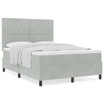 Boxspringbett mit Matratze Hellgrau 140x190 cm Samt
