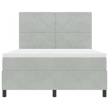 Boxspringbett mit Matratze Hellgrau 140x190 cm Samt