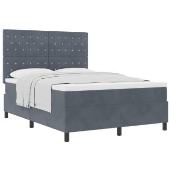 Boxspringbett mit Matratze Dunkelgrau 140x200 cm Samt
