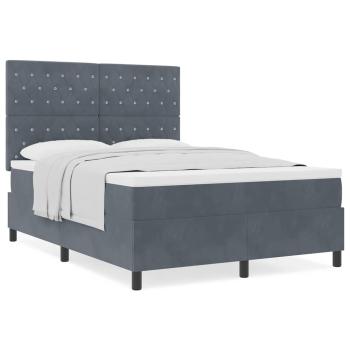 Boxspringbett mit Matratze Dunkelgrau 140x200 cm Samt