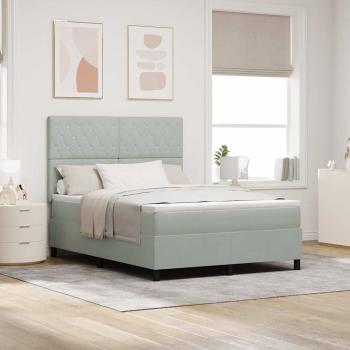 Boxspringbett mit Matratze Hellgrau 160x200 cm Velvet