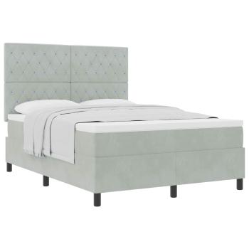 Boxspringbett mit Matratze Hellgrau 160x200 cm Velvet