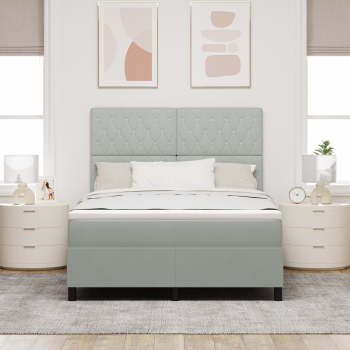Boxspringbett mit Matratze Hellgrau 160x200 cm Velvet