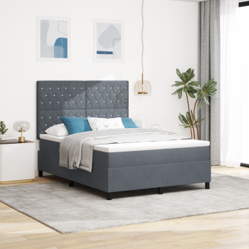 Boxspringbett mit Matratze Dunkelgrau 160x200 cm Velours