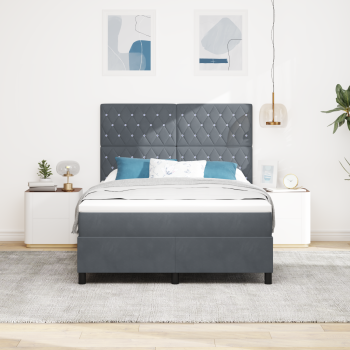 Boxspringbett mit Matratze Dunkelgrau 160x200 cm Velours
