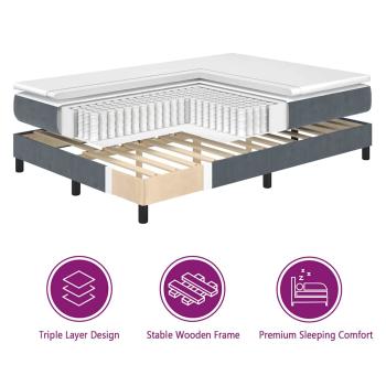 Boxspringbett mit Matratze Dunkelgrau 160x200 cm Velours