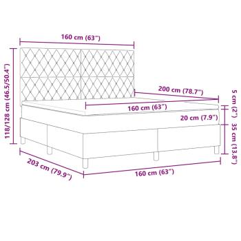 Boxspringbett mit Matratze Dunkelgrau 160x200 cm Velours