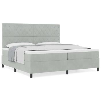 Boxspringbett mit Matratze Hellgrau 200x200 cm Samt
