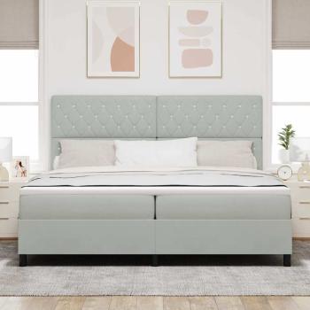 Boxspringbett mit Matratze Hellgrau 200x200 cm Samt