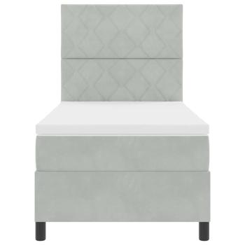 ARDEBO.de - Boxspringbett mit Matratze Hellgrau Einzelvelours