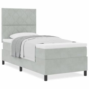 Boxspringbett mit Matratze Hellgrau 90x200 cm Samt