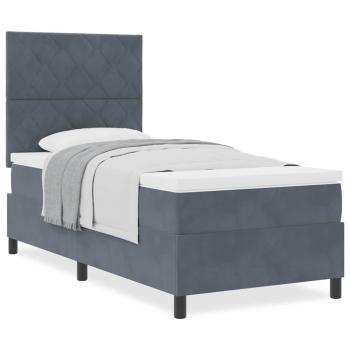 Boxspringbett mit Matratze Dunkelgrau 90x200 cm Velours
