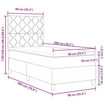 Boxspringbett mit Matratze Dunkelblau 90x200 cm Samt