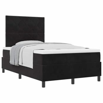 Boxspringbett mit Matratze Schwarz 120x200 cm Velours