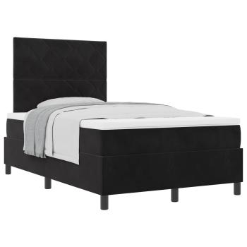 Boxspringbett mit Matratze Schwarz 120x200 cm Velours