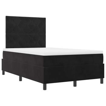 Boxspringbett mit Matratze Schwarz 120x200 cm Velours
