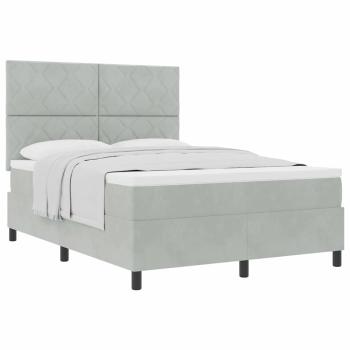 Boxspringbett mit Matratze Hellgrau 140x190 cm Samt