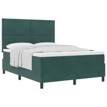 Boxspringbett mit Kopfteil Dunkelgrün 140 x 190 cm Samt