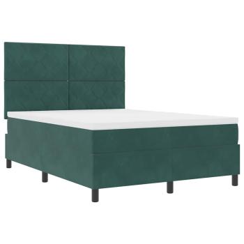 Boxspringbett mit Kopfteil Dunkelgrün 140 x 190 cm Samt