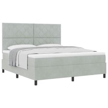 Boxspringbett mit Matratze Hellgrau Super King Samt
