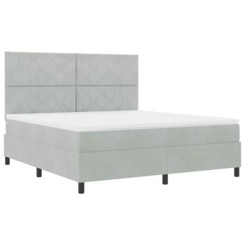 Boxspringbett mit Matratze Hellgrau Super King Samt
