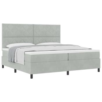 Boxspringbett mit Matratze Hellgrau 200x200 cm Samt