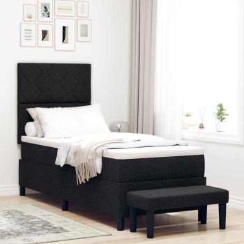 ARDEBO.de - Boxspringbett mit Matratze & Bank Schwarz 80x200 cm Stoff