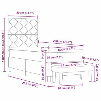 Boxspringbett mit Matratze & Bank Schwarz 80x200 cm Stoff