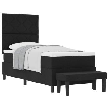 Boxspringbett mit Matratze & Bank Schwarz 80x200 cm Stoff