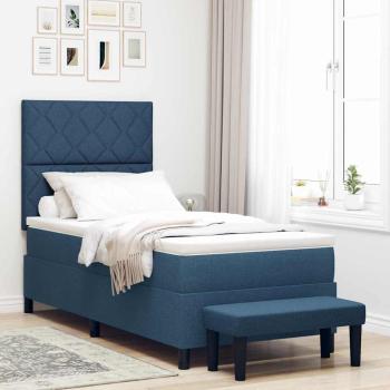 ARDEBO.de - Boxspringbett mit Matratze & Bank Blau 90x200 cm Stoff