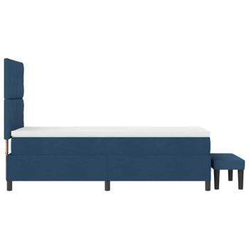 Boxspringbett mit Matratze & Bank Blau 90x200 cm Stoff