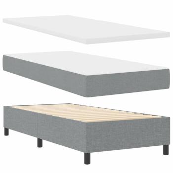 Boxspringbett mit Matratze & Bank Hellgrau 100x200 cm Stoff