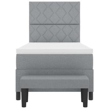 Boxspringbett mit Matratze & Bank Hellgrau 100x200 cm Stoff