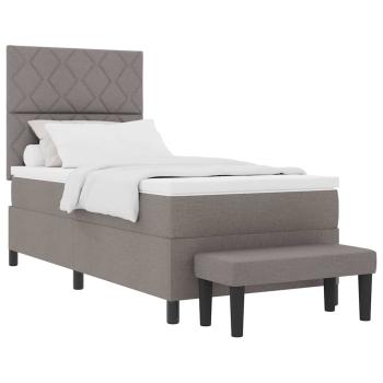 Boxspringbett mit Matratze & Bank Taupe 100x200 cm Stoff