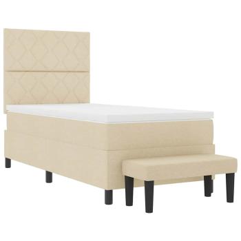 ARDEBO.de - Boxspringbett mit Matratze & Bank Creme 100x200 cm Stoff