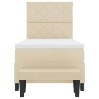 Boxspringbett mit Matratze & Bank Creme 100x200 cm Stoff