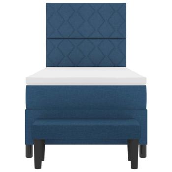 Boxspringbett mit Matratze & Bank Blau 100x200 cm Stoff