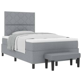 Boxspringbett mit Matratze & Bank Hellgrau 120x190 cm Stoff