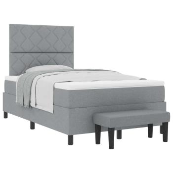 Boxspringbett mit Matratze & Bank Hellgrau 120x190 cm Stoff