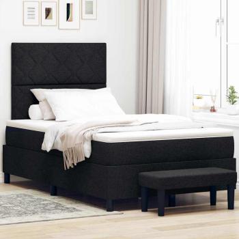 ARDEBO.de - Boxspringbett mit Matratze & Bank Schwarz 120x190 cm Stoff