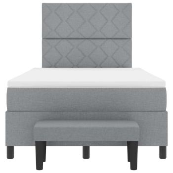 Boxspringbett mit Matratze & Bank Hellgrau 120x200 cm Stoff