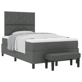 Boxspringbett mit Matratze & Bank Dunkelgrau 120x200 cm Stoff