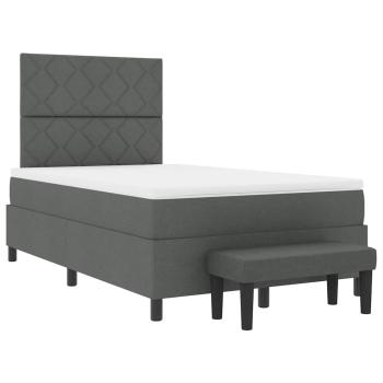 Boxspringbett mit Matratze & Bank Dunkelgrau 120x200 cm Stoff