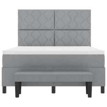Boxspringbett mit Matratze & Bank Hellgrau 140x190 cm Stoff