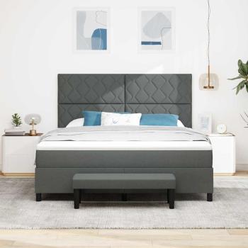 Boxspringbett mit Matratze und Bank Düstergrau 180x200 cm Stoff