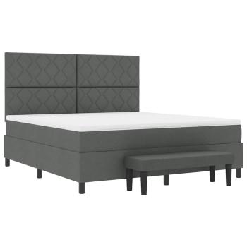 Boxspringbett mit Matratze und Bank Düstergrau 180x200 cm Stoff