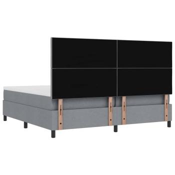 Boxspringbett mit Matratze & Bank Hellgrau 200x200 cm Stoff