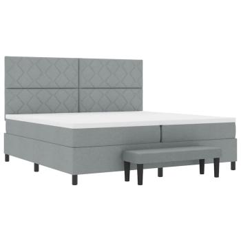 Boxspringbett mit Matratze & Bank Hellgrau 200x200 cm Stoff