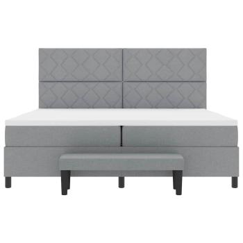Boxspringbett mit Matratze & Bank Hellgrau 200x200 cm Stoff