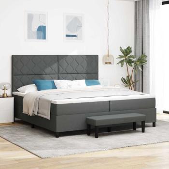 ARDEBO.de - Boxspringbett mit Matratze & Bank Dunkelgrau 200x200 cm Stoff